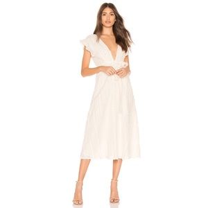 Line + Dot ASOS Vendetta Belted Ivory Linen Dress